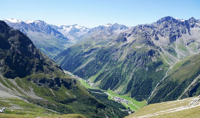 Blick auf Plangeroß im Pitztal, Ausgangspunkt zur Kaunergrathütte